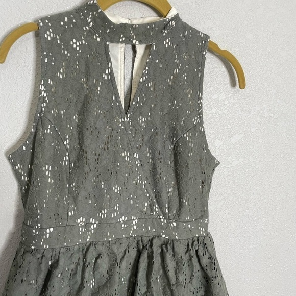Altar’d State Green Eyelet Fit Flare Mini Dress Medium - Picture 4 of 7